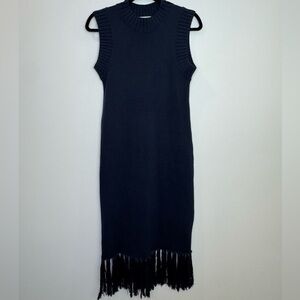 Finders Keepers Fringe Knit Sweater Dress Sleeveless Women's Medium Boho Western